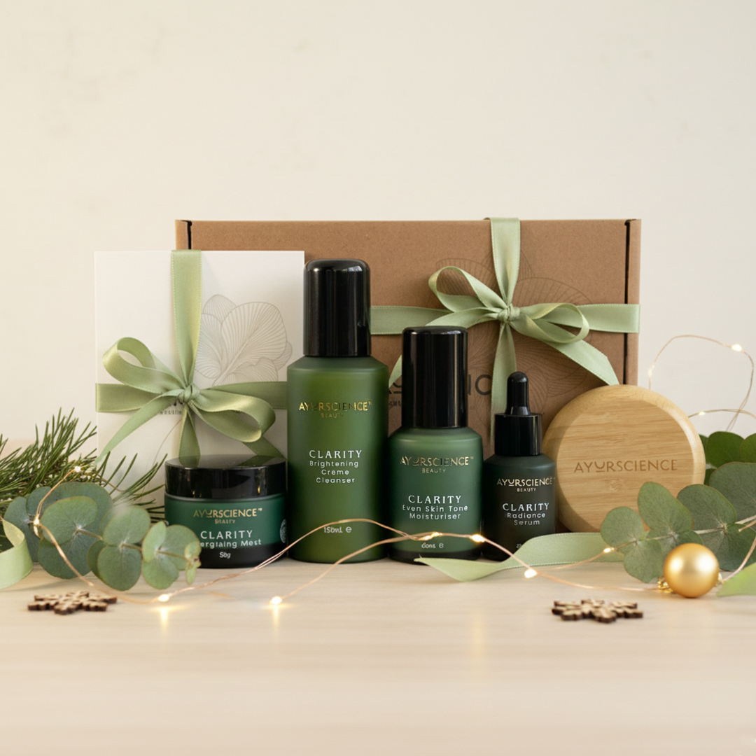 AyurScience Beauty CLARITY Skincare Regime + BONUS Wooden Travel Brush