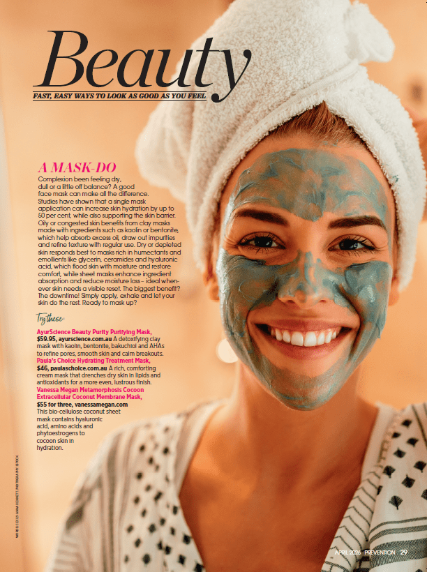 Prevention Beauty editorial featuring AyurScience Beauty Purity Purifying Mask